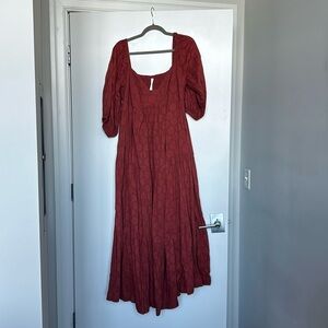 Rust colored maxi dress from Anthropologie